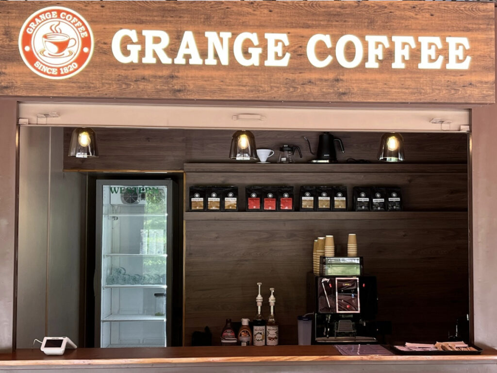 Outdoor seating area at Grange Coffee in Yercaud